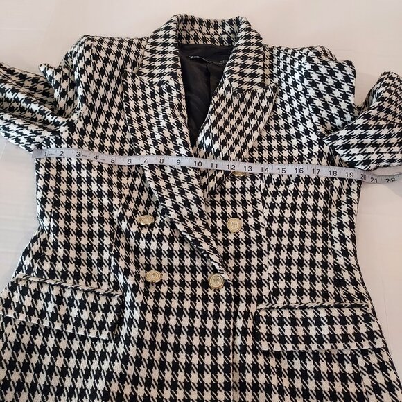 Zara Black & White Houndstooth Double Breasted Blazer Size XL NWOT - Picture 6 of 14